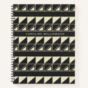 Vintage Art Deco Geometrisch in Schwarz Personalis Notizbuch