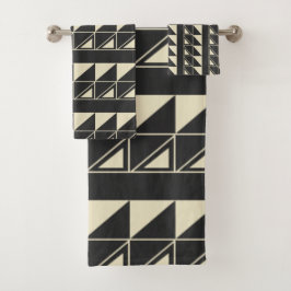 Vintage Art Deco Geometrische Formen Schwarz/Weiß  Badhandtuch Set