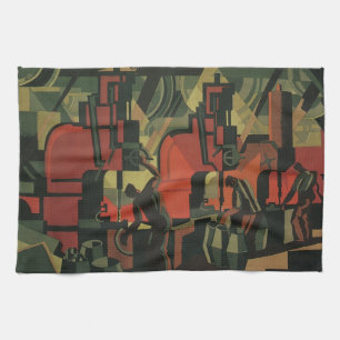 Vintage Art Deco Geschäfts-Industrieproduktion Geschirrtuch