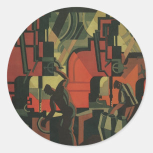 Vintage Art Deco Geschäfts-Industrieproduktion Runder Aufkleber