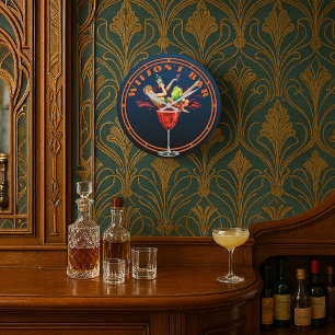 Vintage Art Deco Getränke-Werbung Pub oder Bar Große Wanduhr