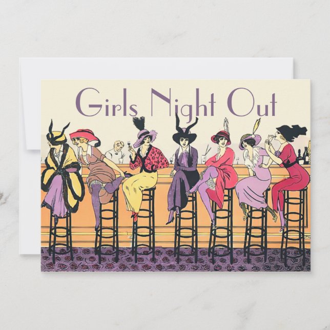 Vintage Art Deco Girls Night Out Einladung (Vorderseite)