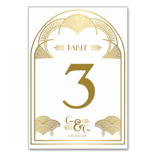 Vintage Art Deco Gold Einzigartiges Monogramm Boge Tischnummer