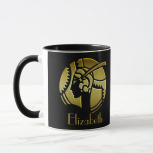 Vintage Art Deco Gold glamouröse Frau Tasse