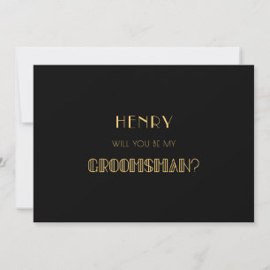 Vintage Art Deco Heiratsantragskarte für Trauzeuge Einladung
