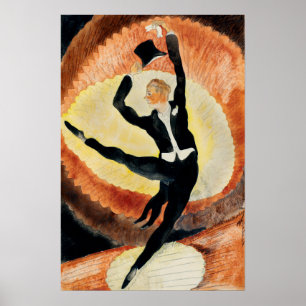 Vintage Art Deco Herren Tänzer Zylinder 1920er Jah Poster