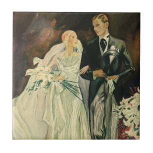 Vintage Art Deco Hochzeit Braut und Bräutigam Fris Fliese
