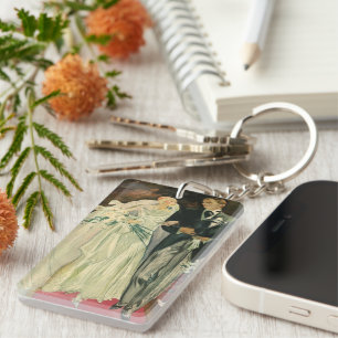 Vintage Art Deco Hochzeit Braut und Bräutigam Fris Schlüsselanhänger