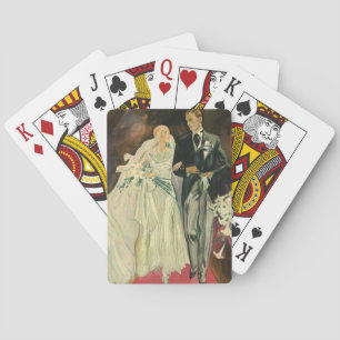 Vintage-Art-Deco-Hochzeit Braut und Bräutigam Fris Spielkarten