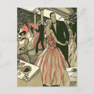 Vintage-Art-Déco-Hochzeit, Erster Tanz der Frischv Ankündigungspostkarte