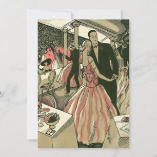 Vintage-Art-Deco-Hochzeit, Erster Tanz der Neuverm Einladung