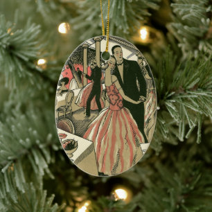 Vintage-Art-Deco-Hochzeit, Erster Tanz der Neuverm Keramik Ornament