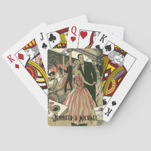 Vintage-Art-Déco-Hochzeit, Erster Tanz der Neuverm Spielkarten