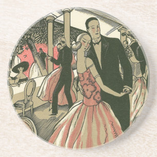 Vintage-Art-Déco-Hochzeit, Erstmaliger Tanz der Fr Getränkeuntersetzer
