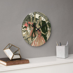 Vintage-Art-Déco-Hochzeit, Erstmaliger Tanz der Fr Große Wanduhr
