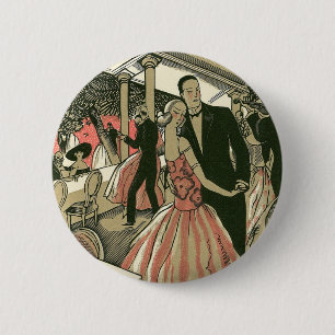 Vintage-Art-Déco-Hochzeit, Erstmaliger Tanz der Ne Button