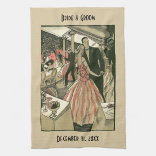 Vintage-Art-Déco-Hochzeit, Erstmaliger Tanz der Ne Geschirrtuch