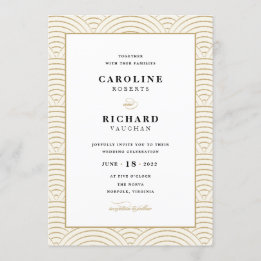 Vintage Art Deco Hochzeitseinladung Elfenbein Gold Einladung