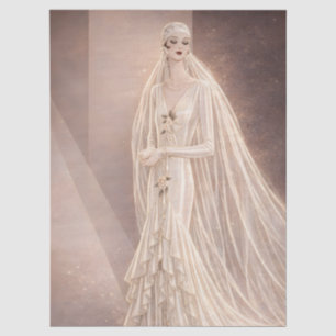 Vintage-Art-Deco-Hochzeitsmode-Illustration Seidenpapier