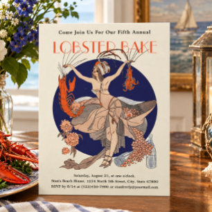 Vintage-Art-Déco-Hummer-Essen-Einladungsvorlage Einladung