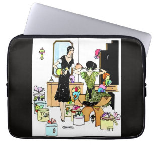 Vintage-Art-Déco-Hutladen-Illustration aus den 192 Laptopschutzhülle