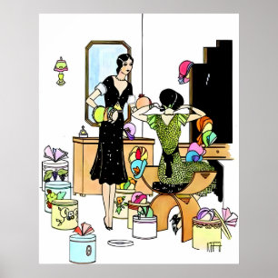 Vintage-Art-Déco-Hutladen-Illustration aus den 192 Poster