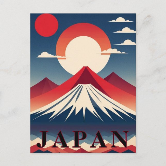 Vintage Art Deco Japan Red Sun Travel Postkarte (Vorderseite)