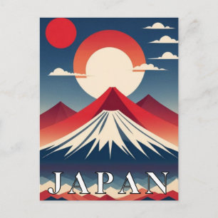 Vintage Art Deco Japan Rote Sonne Reise Postkarte