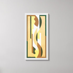 Vintage Art Deco Jazz Kurvenmuster Herbstfarben Leinwanddruck