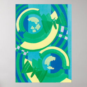 Vintage Art Deco Jazz Pochoir-Garten Schmetterling Poster