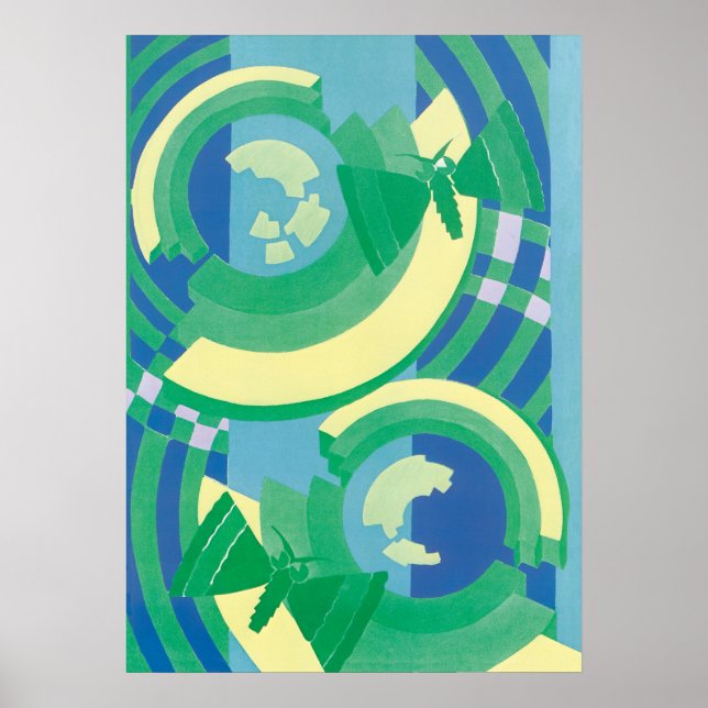 Vintage Art Deco Jazz Pochoir Garten Schmetterling Poster (Vorne)