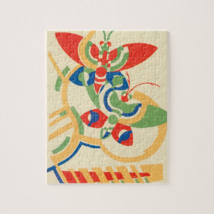 Vintage Art Deco Jazz Pochoir Garten Schmetterling Puzzle