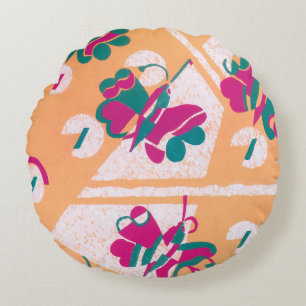 Vintage Art Deco Jazz Pochoir Garten Schmetterling Rundes Kissen