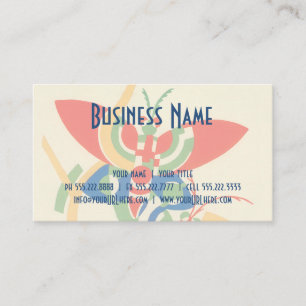 Vintage Art Deco Jazz Pochoir-Garten Schmetterling Visitenkarte