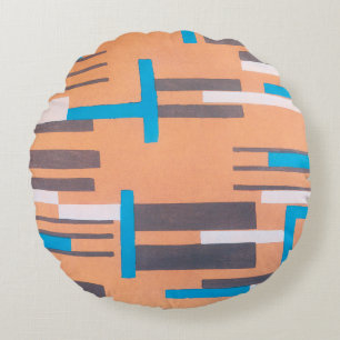 Vintage Art Deco Jazz Pochoir, geometrisches Muste Rundes Kissen