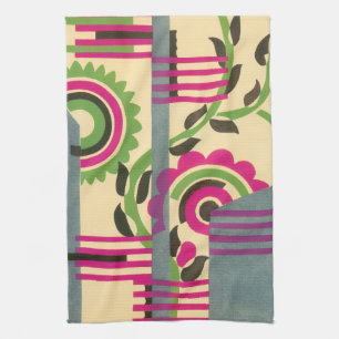Vintage Art Deco Jazz Pochoir Geometrisches Muster Geschirrtuch