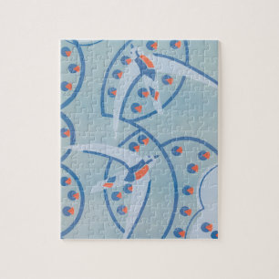 Vintage Art Deco Jazz Pochoir Vögel Tiermuster Puzzle