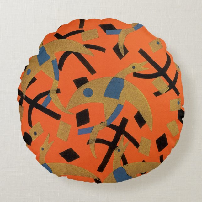 Vintage Art Deco Jazz Rundes Kissen (Vorderseite)