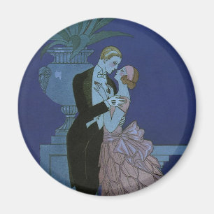 Vintage Art Deco Jungvermählte, Oui von George Bar Magnet