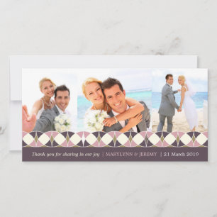 Vintage Art Deco Kreise 3 Multi Foto Hochzeit Dankeskarte