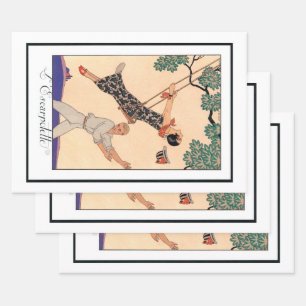 Vintage Art Deco Liebe, Die Schaukel von George Ba Geschenkpapier Set