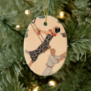 Vintage Art Deco Liebe, Die Schaukel von George Ba Keramikornament