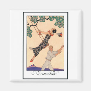 Vintage Art Deco Liebe, Die Schaukel von George Ba Magnet