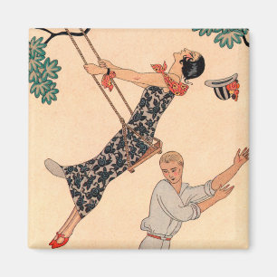 Vintage Art Deco Liebe, Die Schaukel von George Ba Magnet