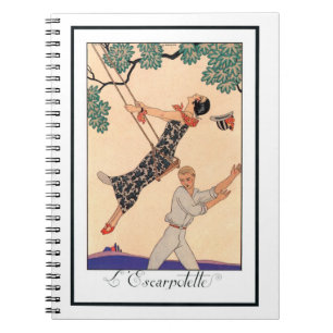 Vintage Art Deco Liebe, Die Schaukel von George Ba Notizblock