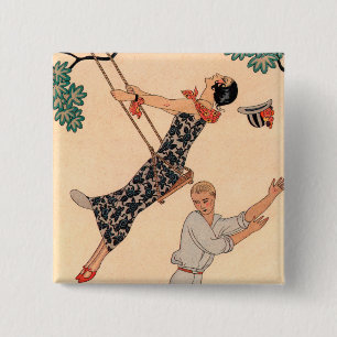Vintage Art Deco Liebe, The Swing von George Barbi Button