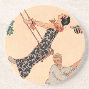 Vintage Art Deco Liebe, The Swing von George Barbi Getränkeuntersetzer