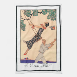 Vintage Art Deco Liebe, The Swing von George Barbi Handtuch