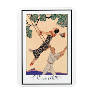 Vintage Art Deco Liebe, The Swing von George Barbi Magnet