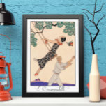 Vintage Art Deco Liebe, The Swing von George Barbi Poster<br><div class="desc">Vintage Illustrations-Liebe und romantische Deko-Bild mit ein paar Flirten, spielen und sorglos im Park während der Frühjahrssaison. Die Frau schwingt auf einer Schaukel von einem Baum, ihr Hut fällt ab, und sie trägt ein wunderschönes Blumenkleid mit blühenden Blume. Der Mann ist hinter ihr stehend und drückt sie sanft. L'Escarpolette (auch...</div>
